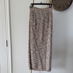Anthropologie Moth Textured Knit Pencil Maxi Skirt Brown Neutral Shades Small